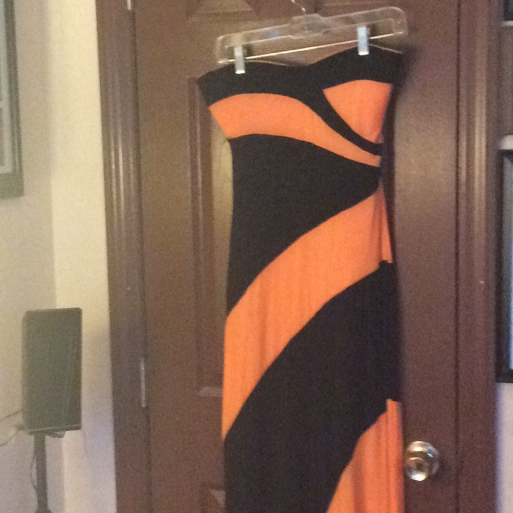 Black & Orange Evening Dress